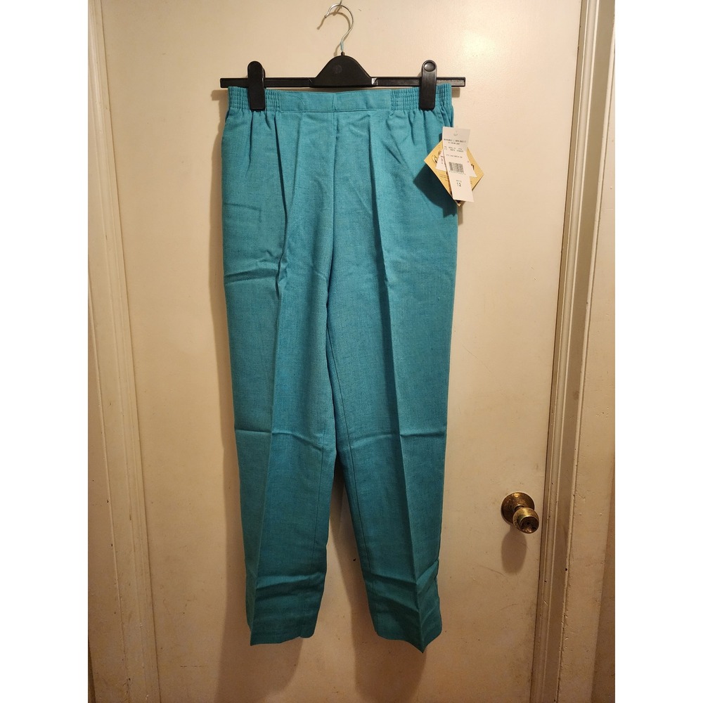 Koret Flatter Fit Washable Linen Pants Spring Jade Teal Petite 12 3768285